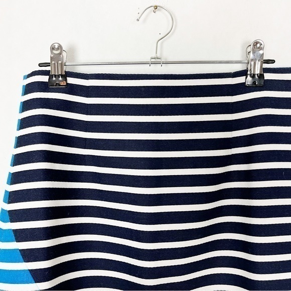 NWT J. CREW A-Line Striped Cotton Skirt Blue and White‎ Lined Size 2. - Picture 3 of 13